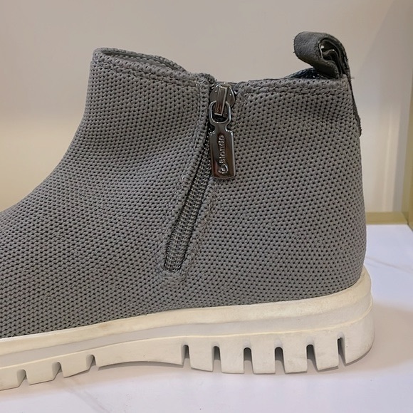 Blondo Florette Boot Gray Textile Flat Zip Ankle Stretch Waterproof - Picture 3 of 7
